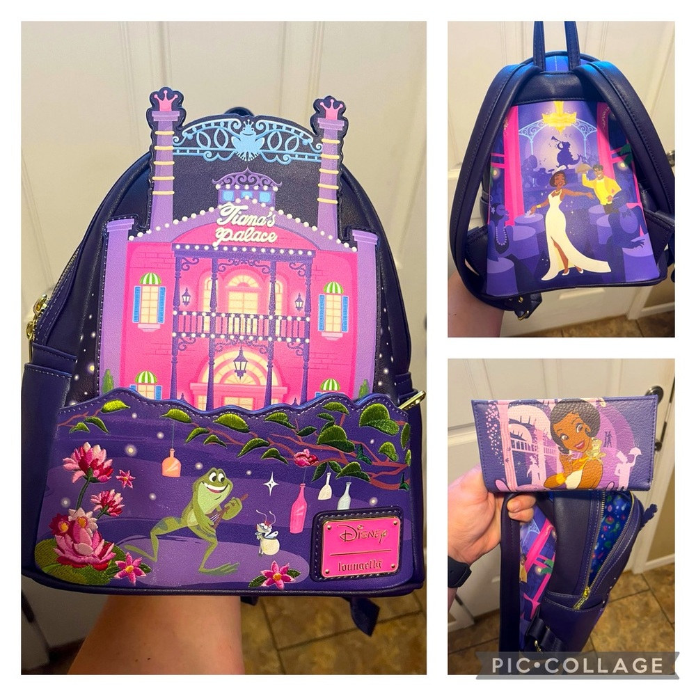 Princess and The Frog Disney Loungefly backpack and wallet